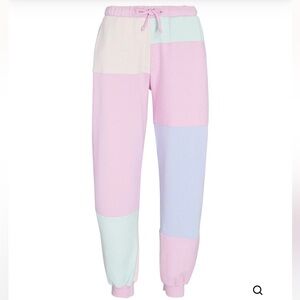 Wilder Patchwork Terry Track Pants In Pastel Paradise by LoveShackFancy